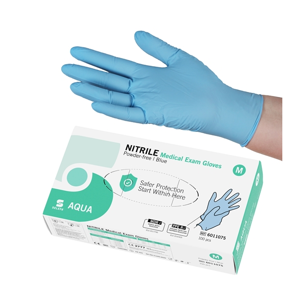 Selefa AQUA Blue nitril, storlek M – 100 st